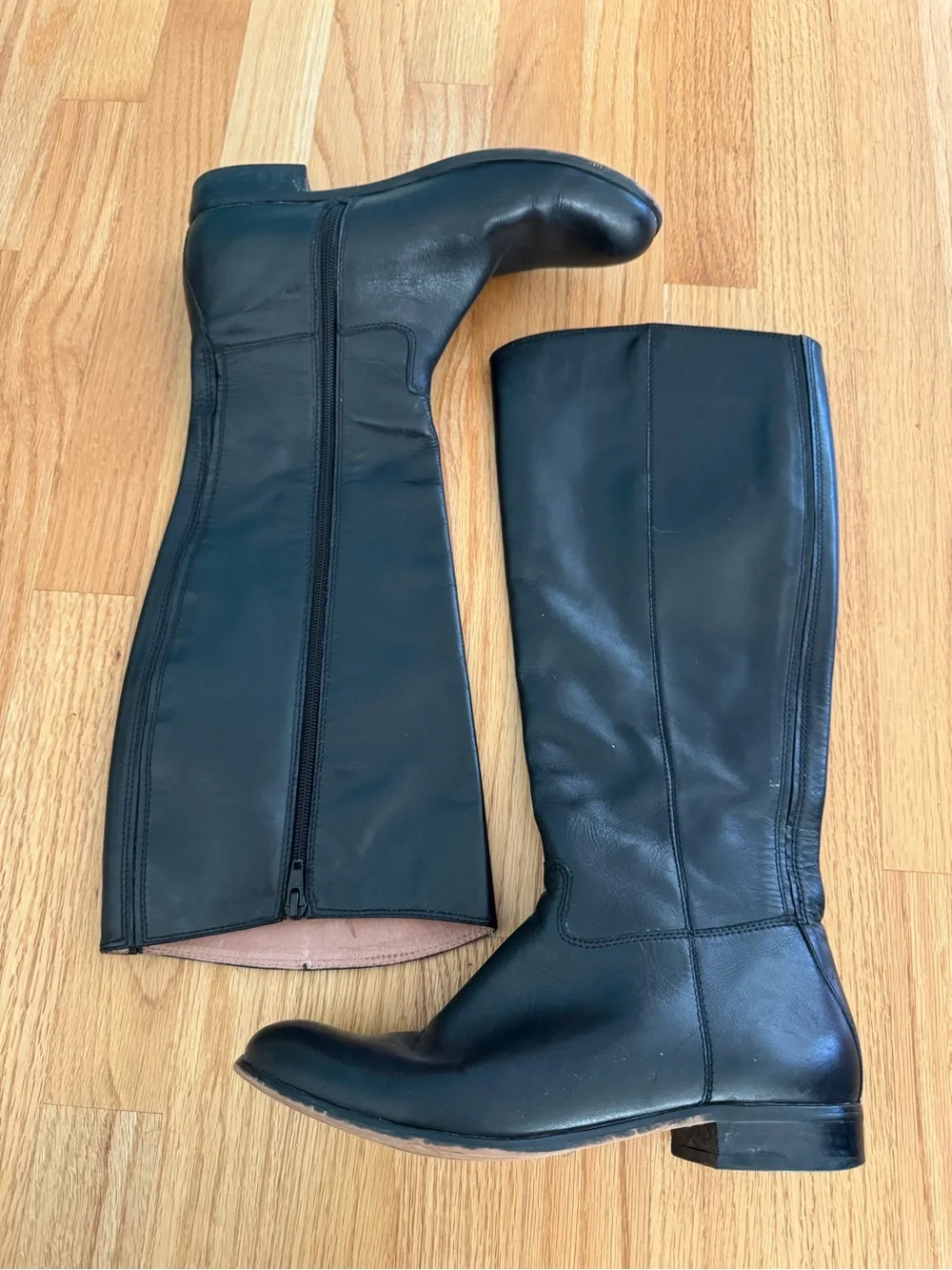 Corso Como Tall Black Leather Zip-Side Knee Boots